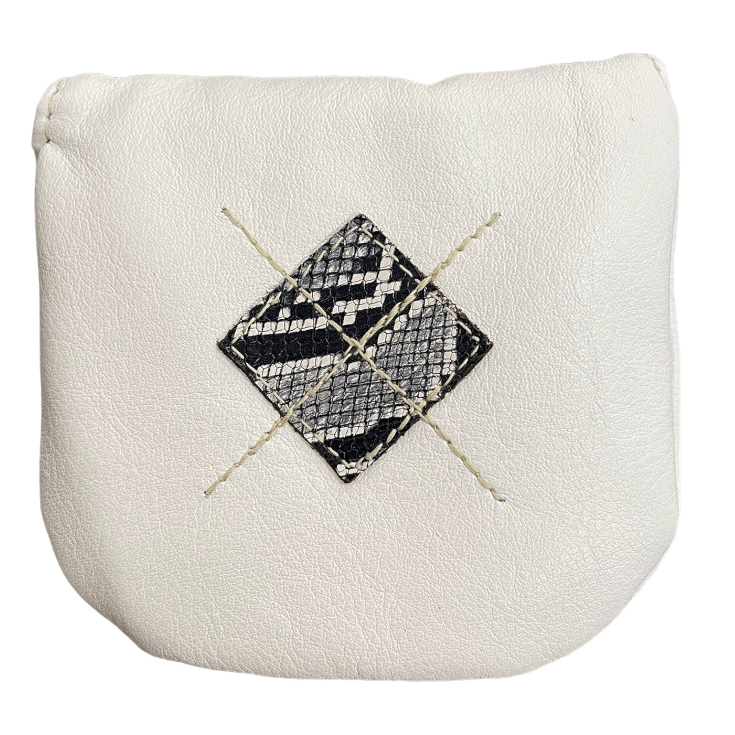 Argyle Half Mallet Cover: Pure White + Gray Python