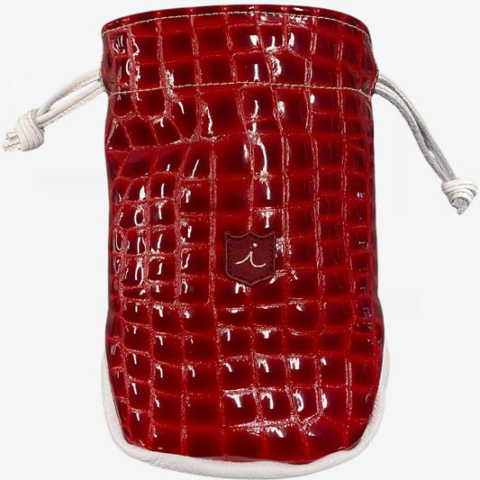 Valuables Pouch: Red Patent Croc / Pure White