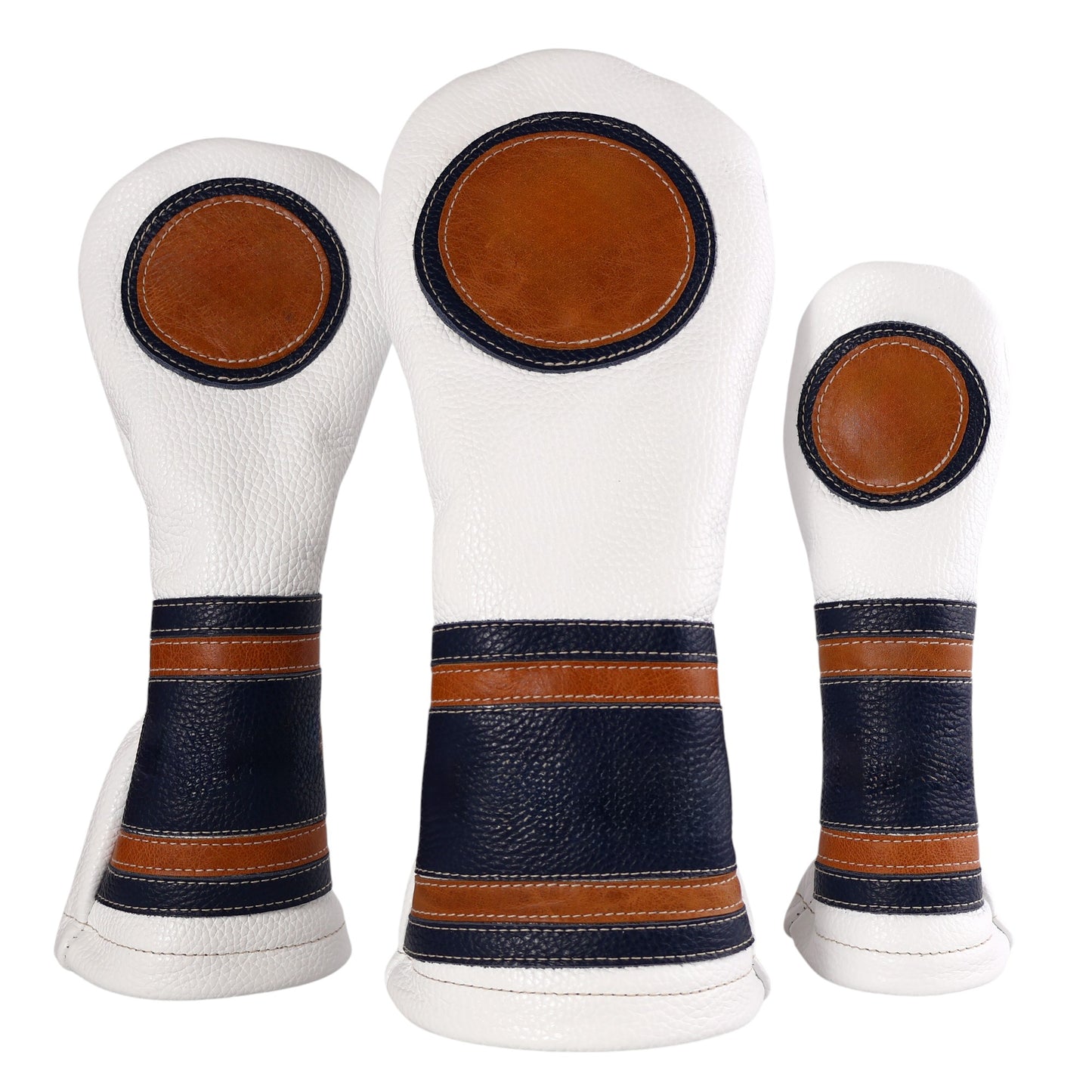 The Olympian: Pure White + Navy/ Carmel