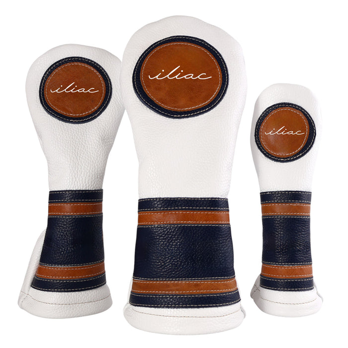 The Olympian: Pure White + Navy/ Carmel