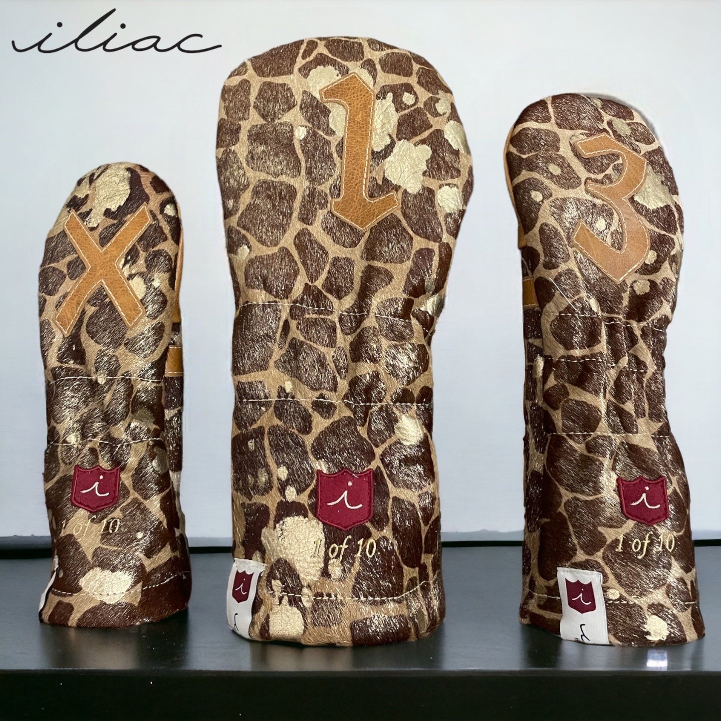 Limited Gold Foil Giraffe Headcover Set (10 Made): Driver, 3 Wood, Hybrid