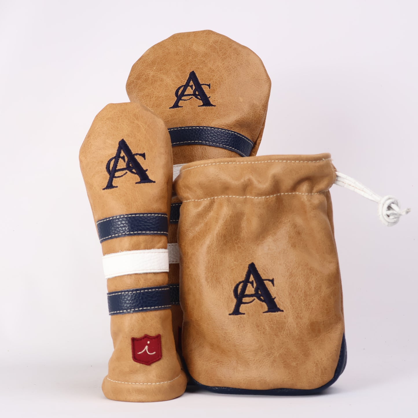 Headcover Set: Vermont Honey + Navy + White Sassari