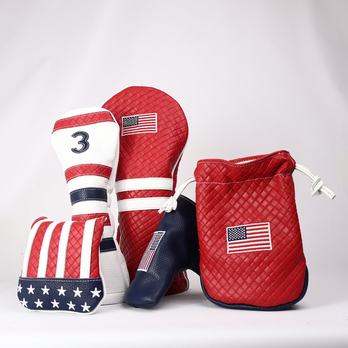 Headcover Set: Red Sassari + Pure White + Navy
