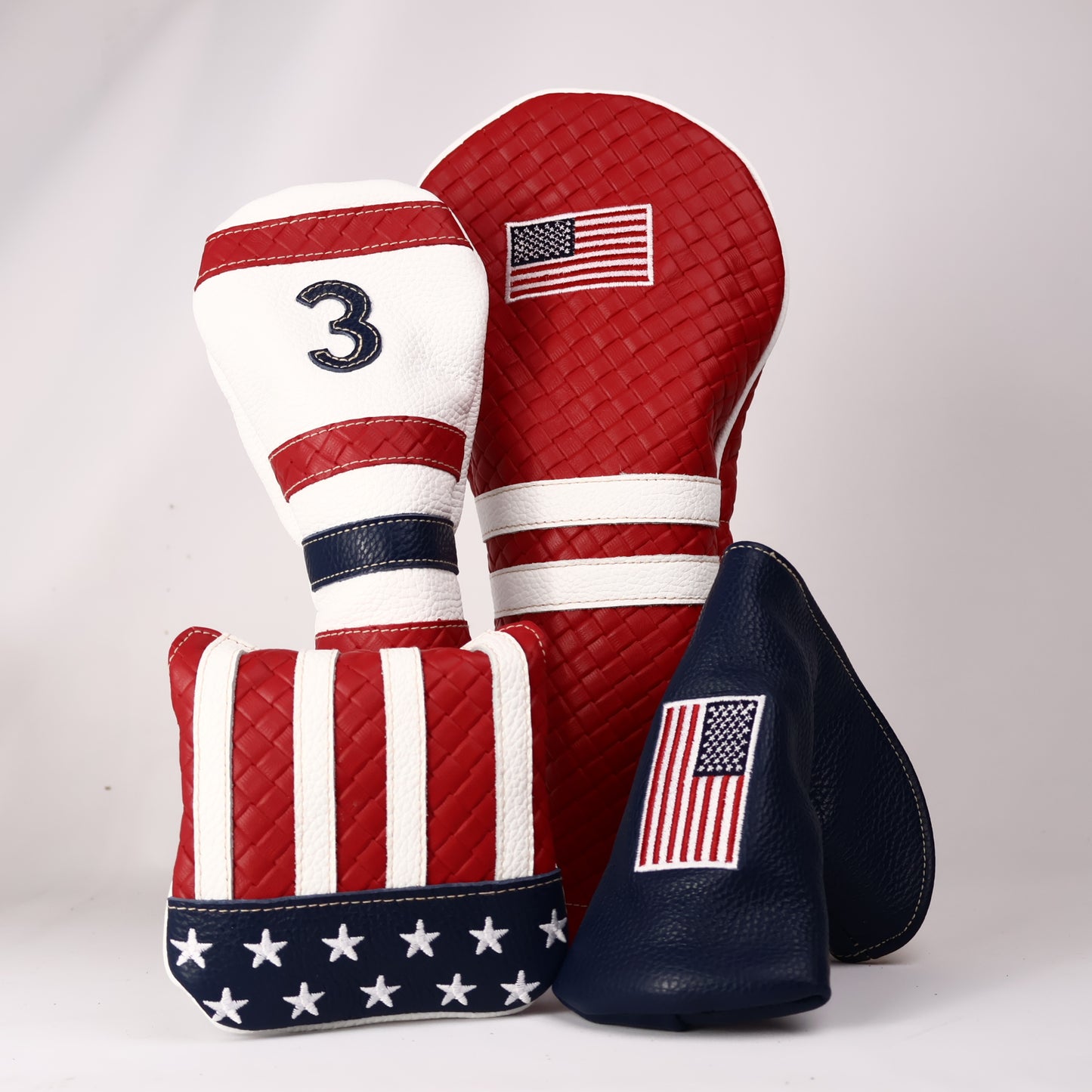 Headcover Set: Red Sassari + Pure White + Navy