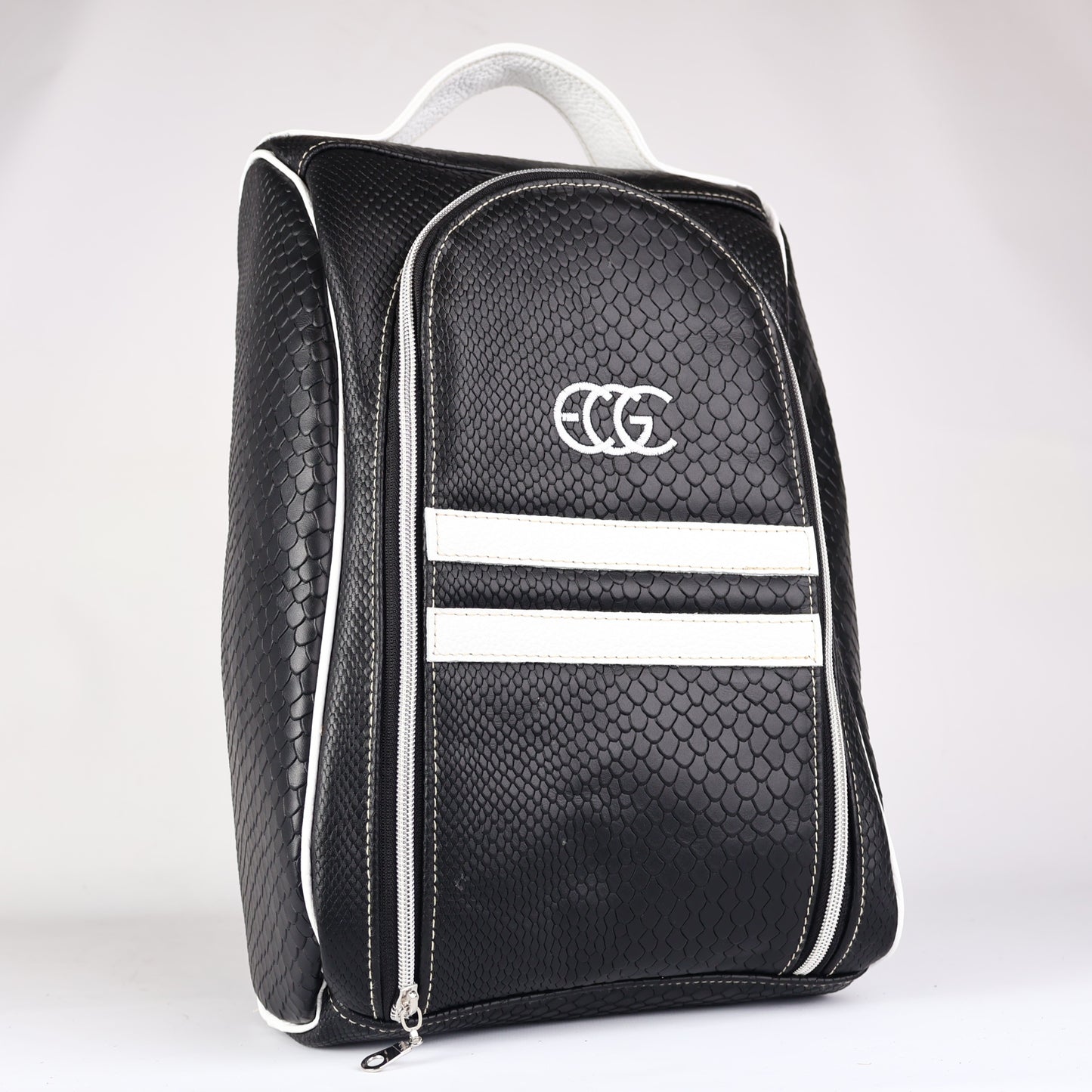 Shoe Bag: Black Boa + Pure White