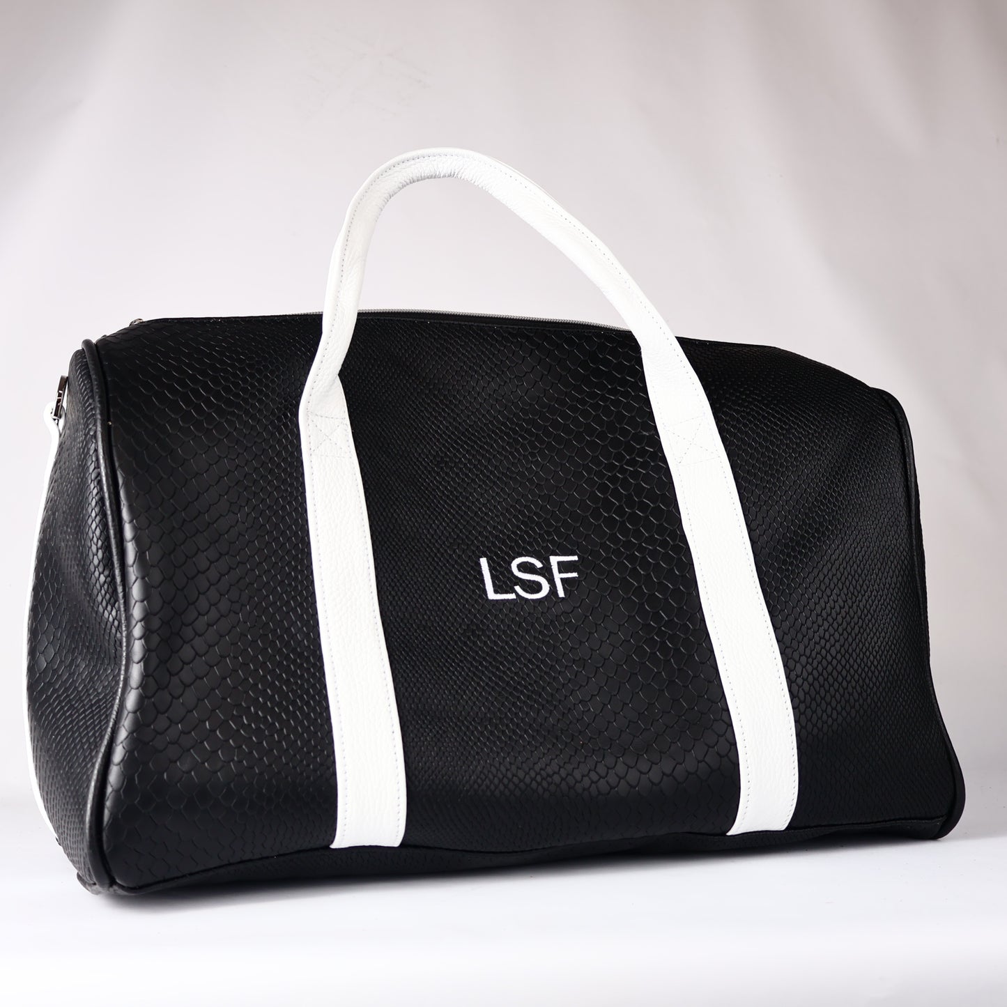 Weekender Duffel: Black Boa + Pure White