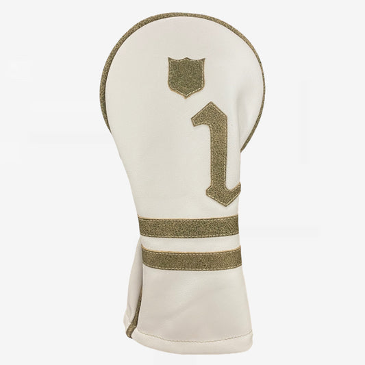 Timeless Headcover: Pure White + Old English Green + Old English Green Piping