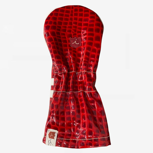 Timeless Headcover: Red Patent Croc + Pure White + Pure White Piping