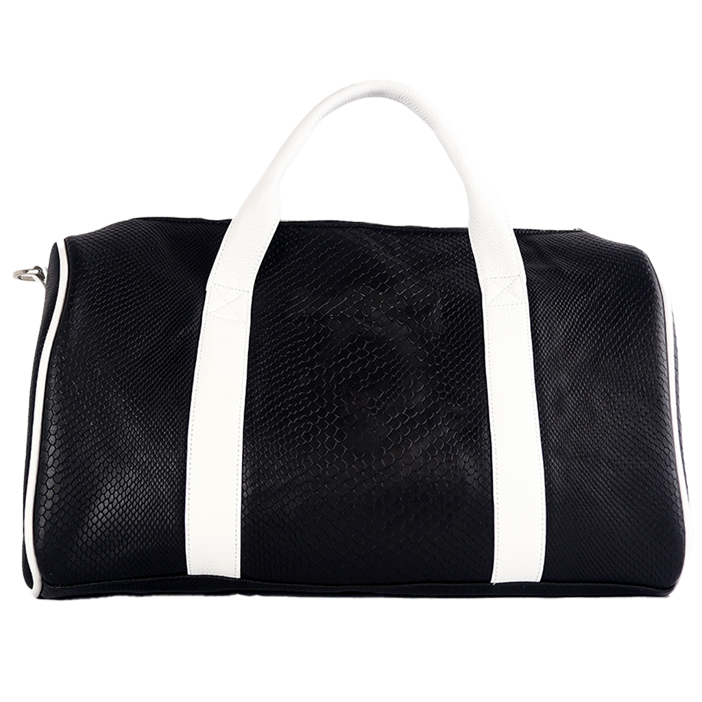 Milano Duffel Bag: Black Boa + Pure White