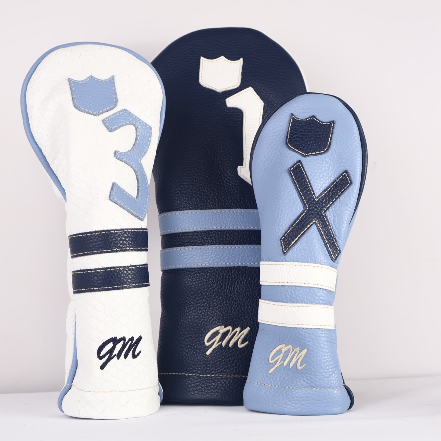 Headcover Set: Navy + Pure White + Carolina Blue + White Boa