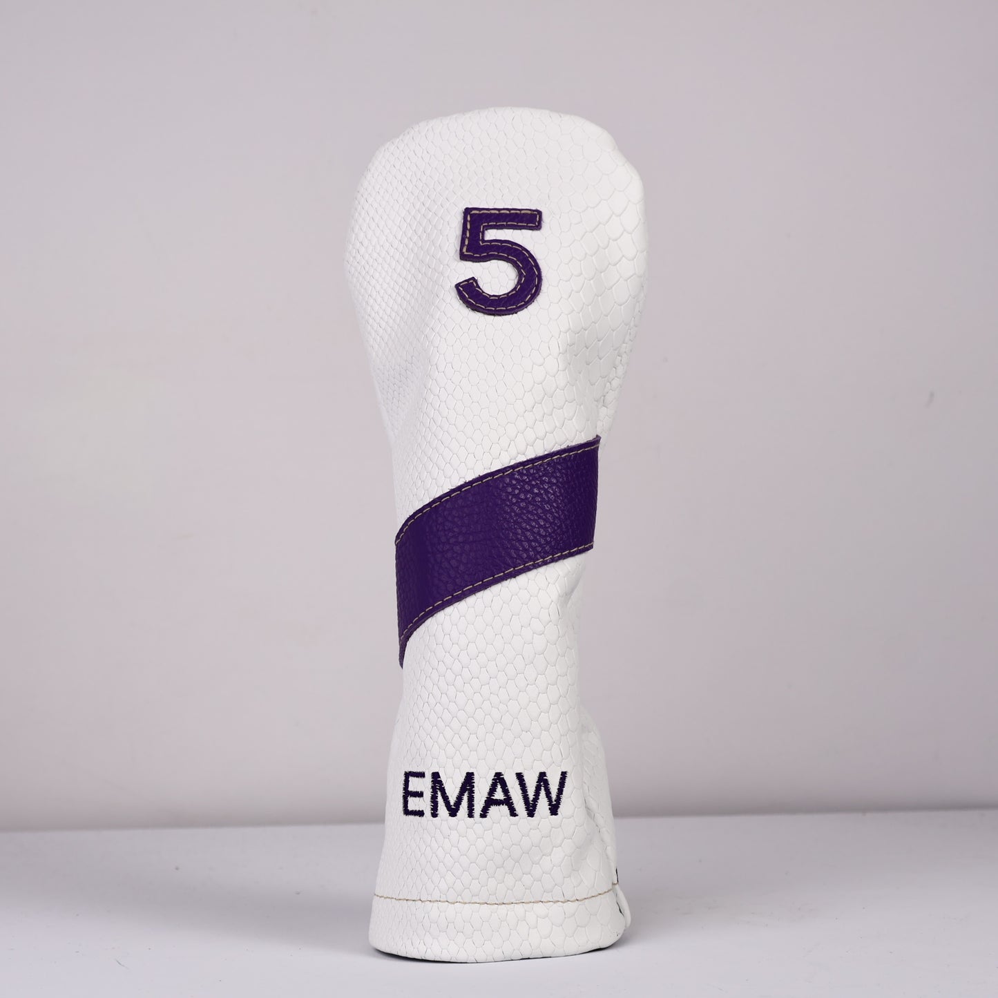Wood Headcover: White Boa + Laker Purple
