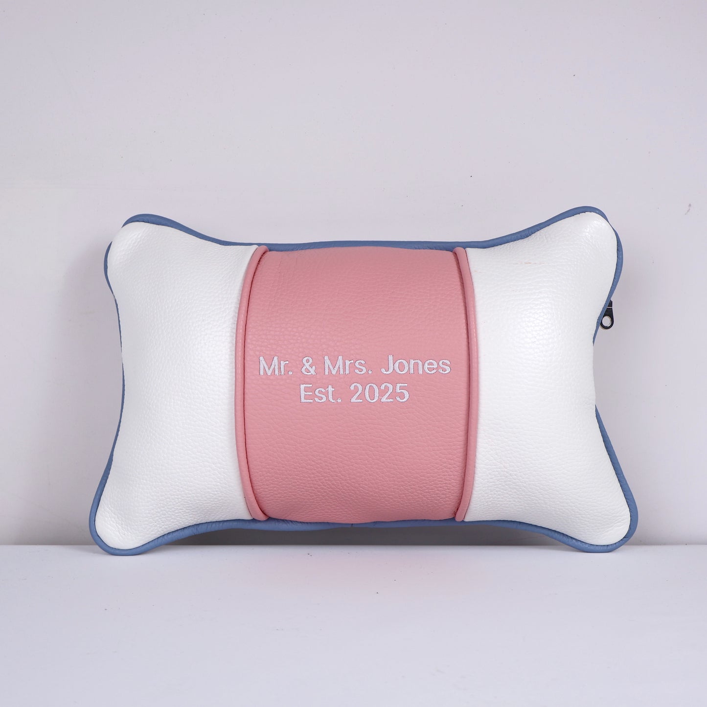 Small Volare Pillow: Pure White + Light Pink / Carolina Blue