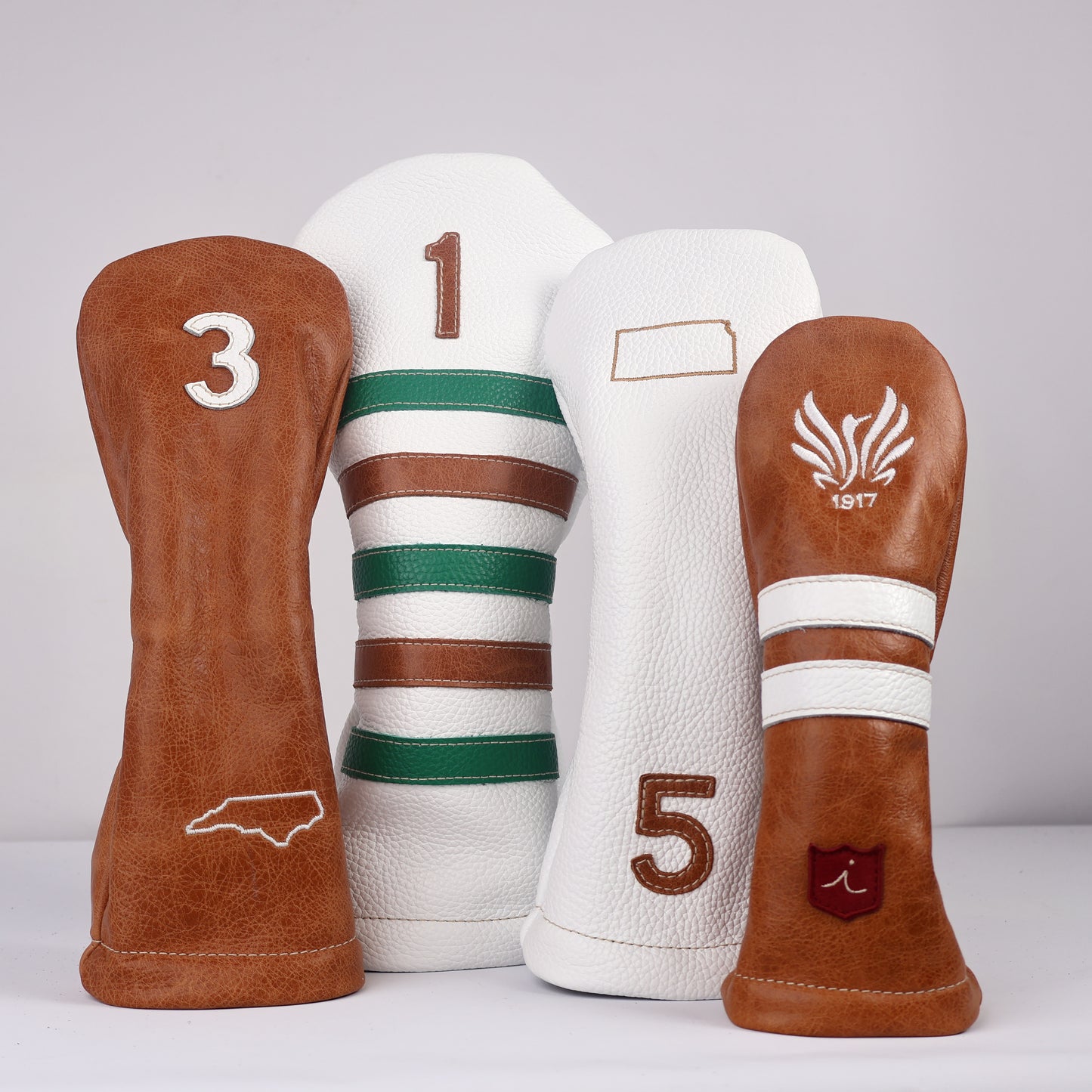 Headcover Set: Pure White / Masters Green / Caramel