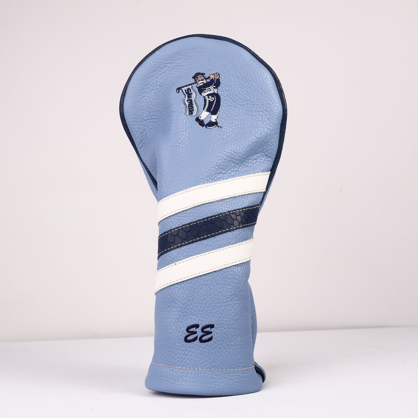 Driver Headcover: Carolina Blue + Navy Boa + Pure White