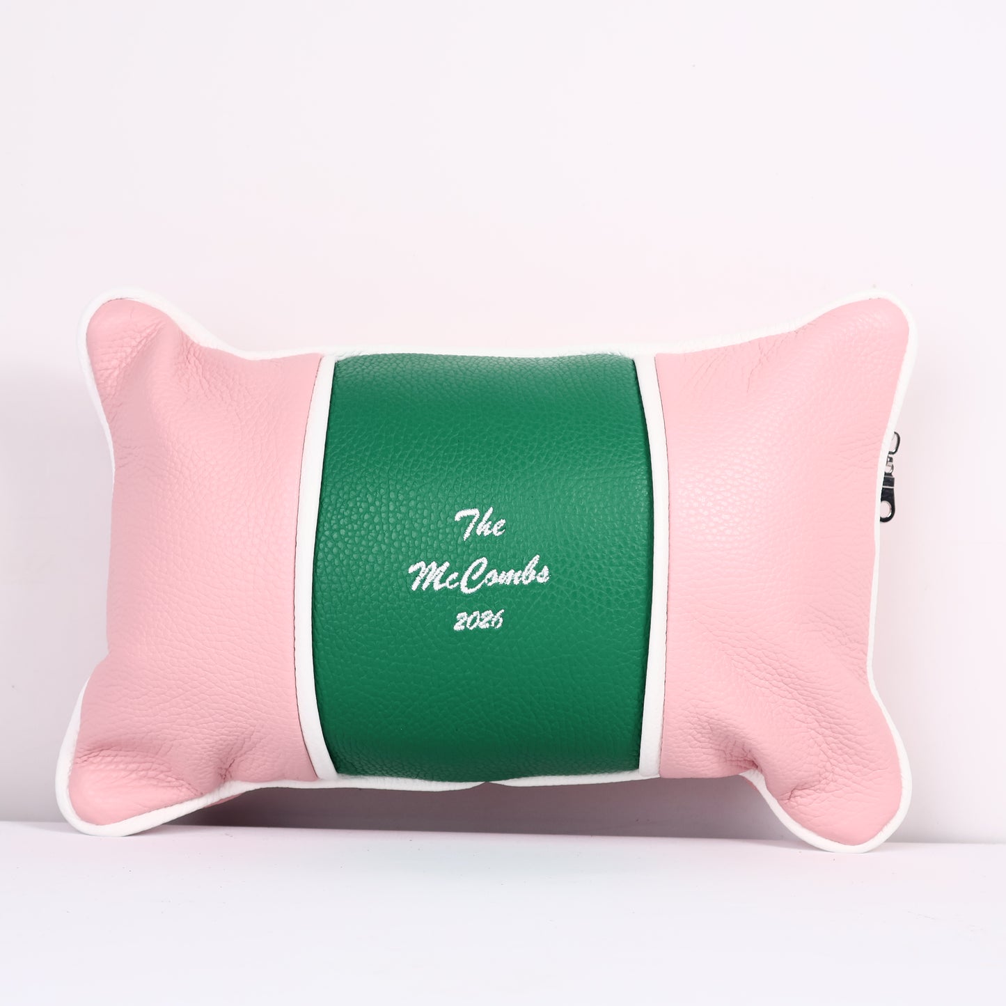 Small Volare Pillow: Light Pink + Masters Green + Pure White