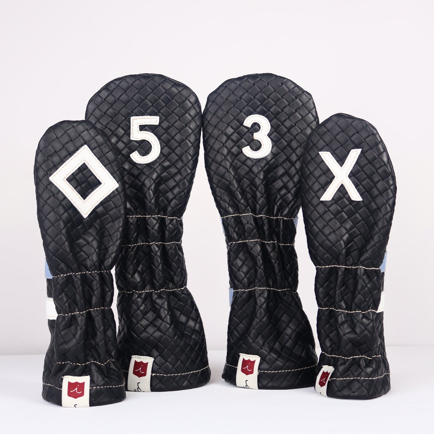 Headcover Set: Black Sassari + Carolina Blue + Pure White