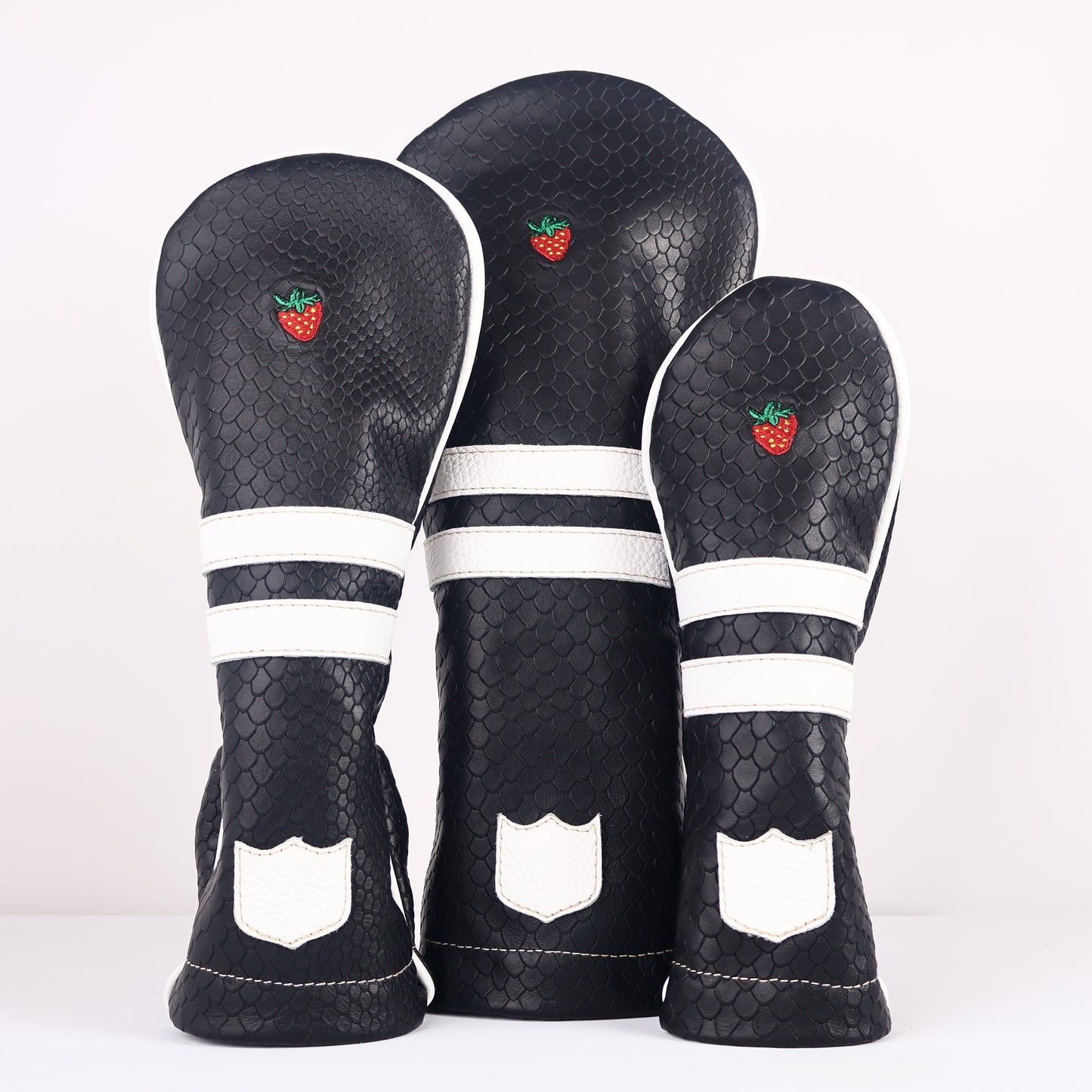 Headcover Set: Black Boa + Pure White