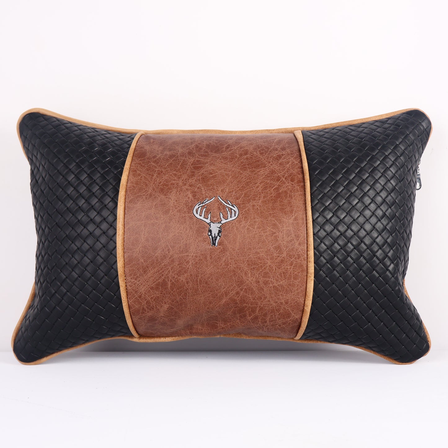 Small Volare Pillow: Black Sassari + Tobacco Brown + Vermont Honey