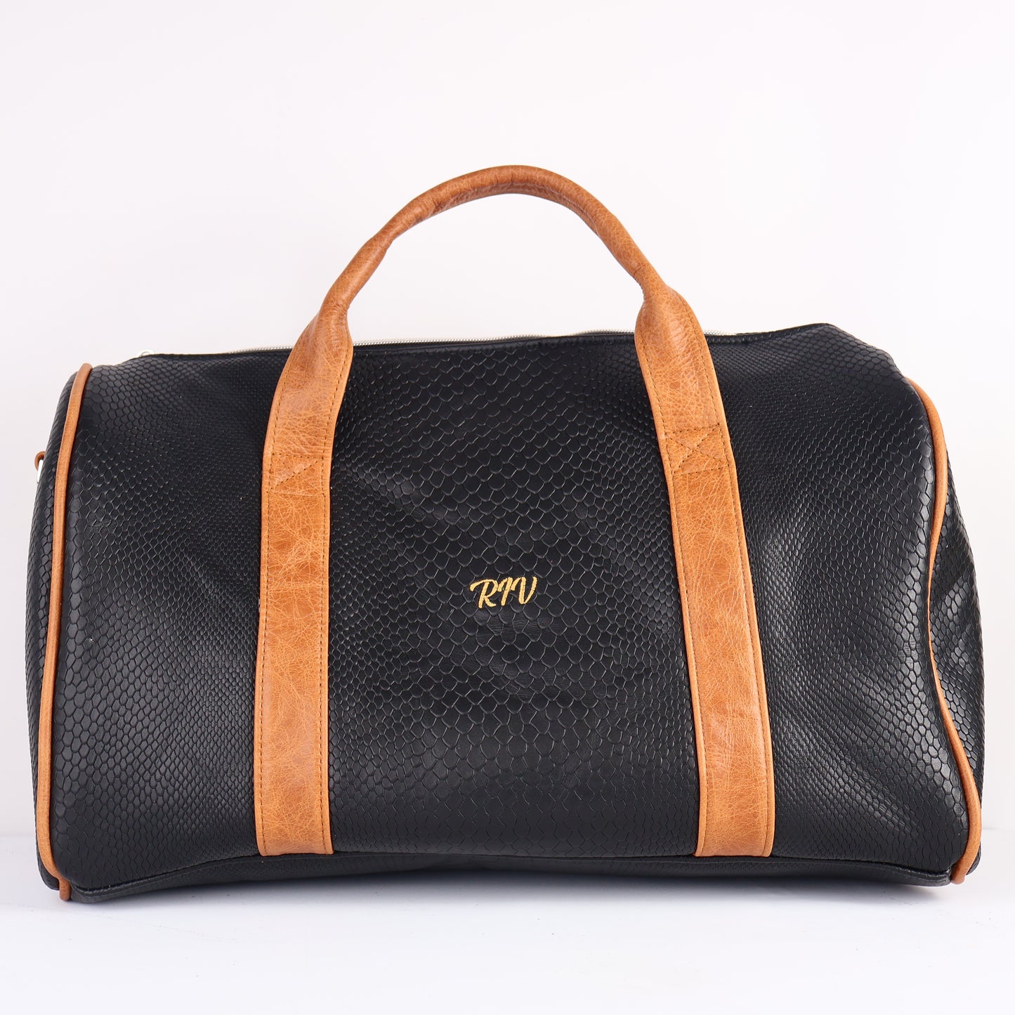Weekender Duffel Bag: Black Boa + Carmel