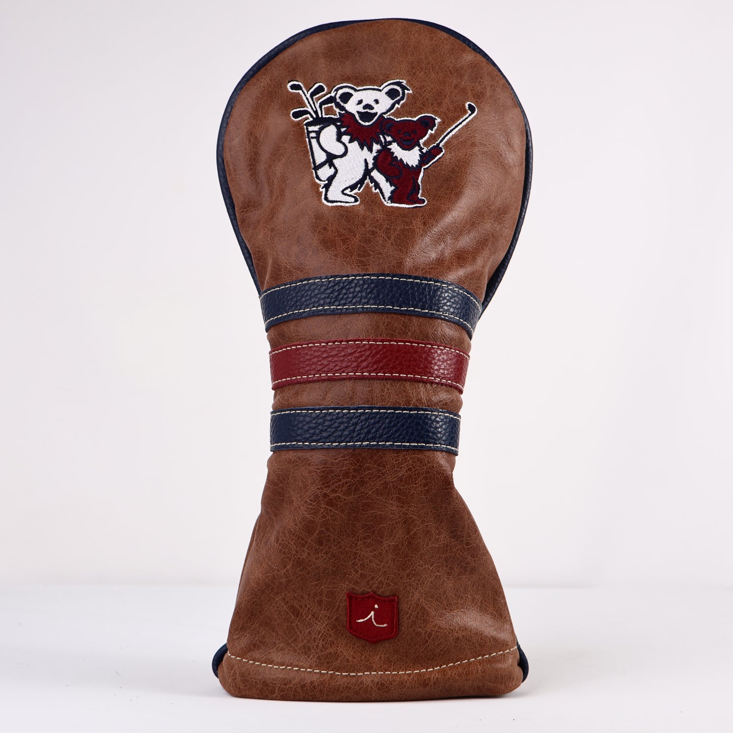 Driver Headcover: Tobacco Brown + Navy + Crimson