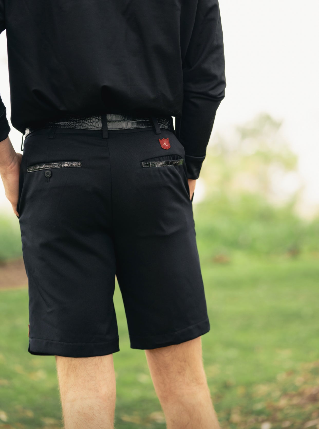 Custom Tour Short: Black + Black Croc