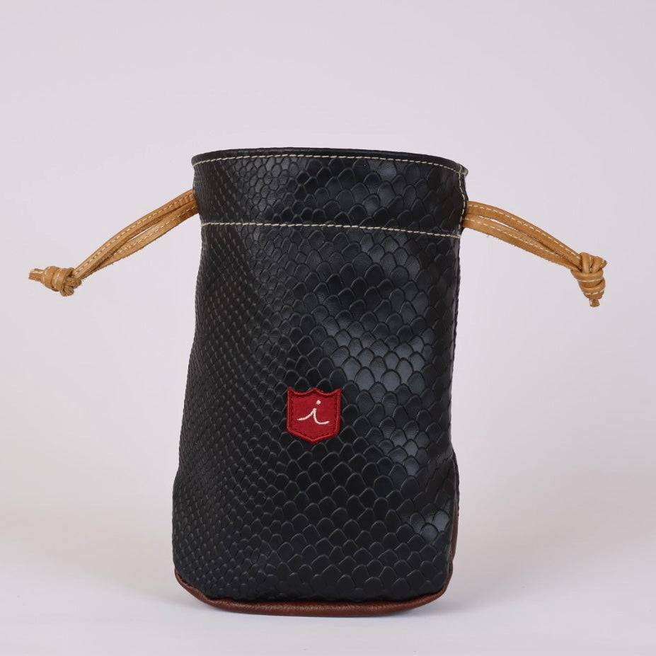 Valuables Pouch: "Scripted" Black Boa / Vermont Honey / Tobacco Brown