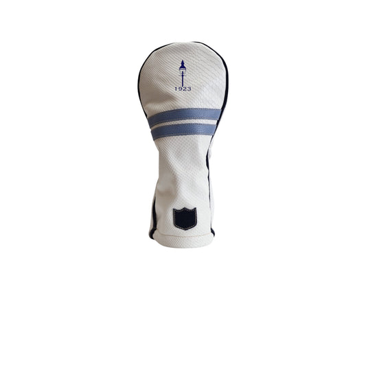 Timeless Headcover: White Boa + Carolina Blue / Navy