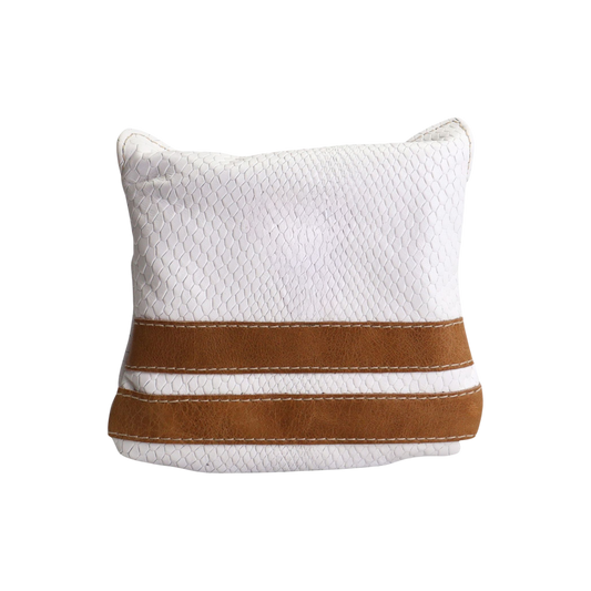 Mallet Putter: White Boa + Carmel