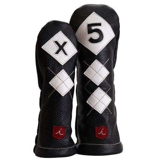 ARGYLE HEADCOVER: PITCH BLACK + PURE WHITE