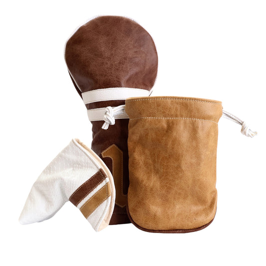 TIMELESS HEADCOVER: TOBACCO BROWN / VERMONT HONEY / WHITE BOA