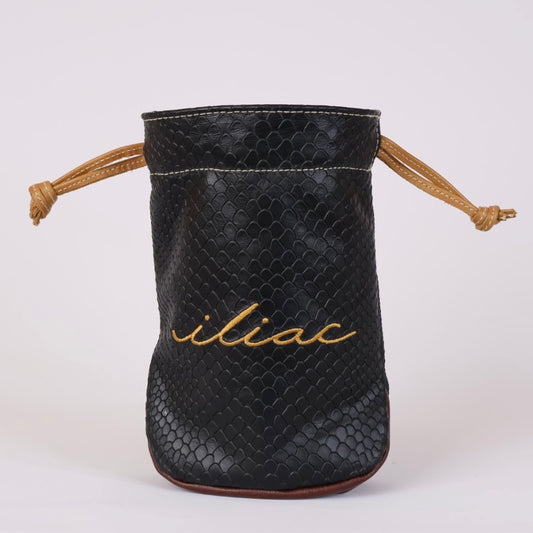 Valuables Pouch: "Scripted" Black Boa / Vermont Honey / Tobacco Brown