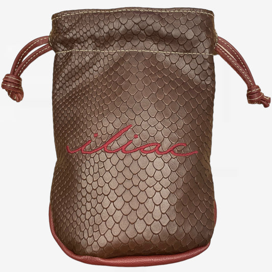 Valuables Pouch With Script: Brown Boa / Oxblood