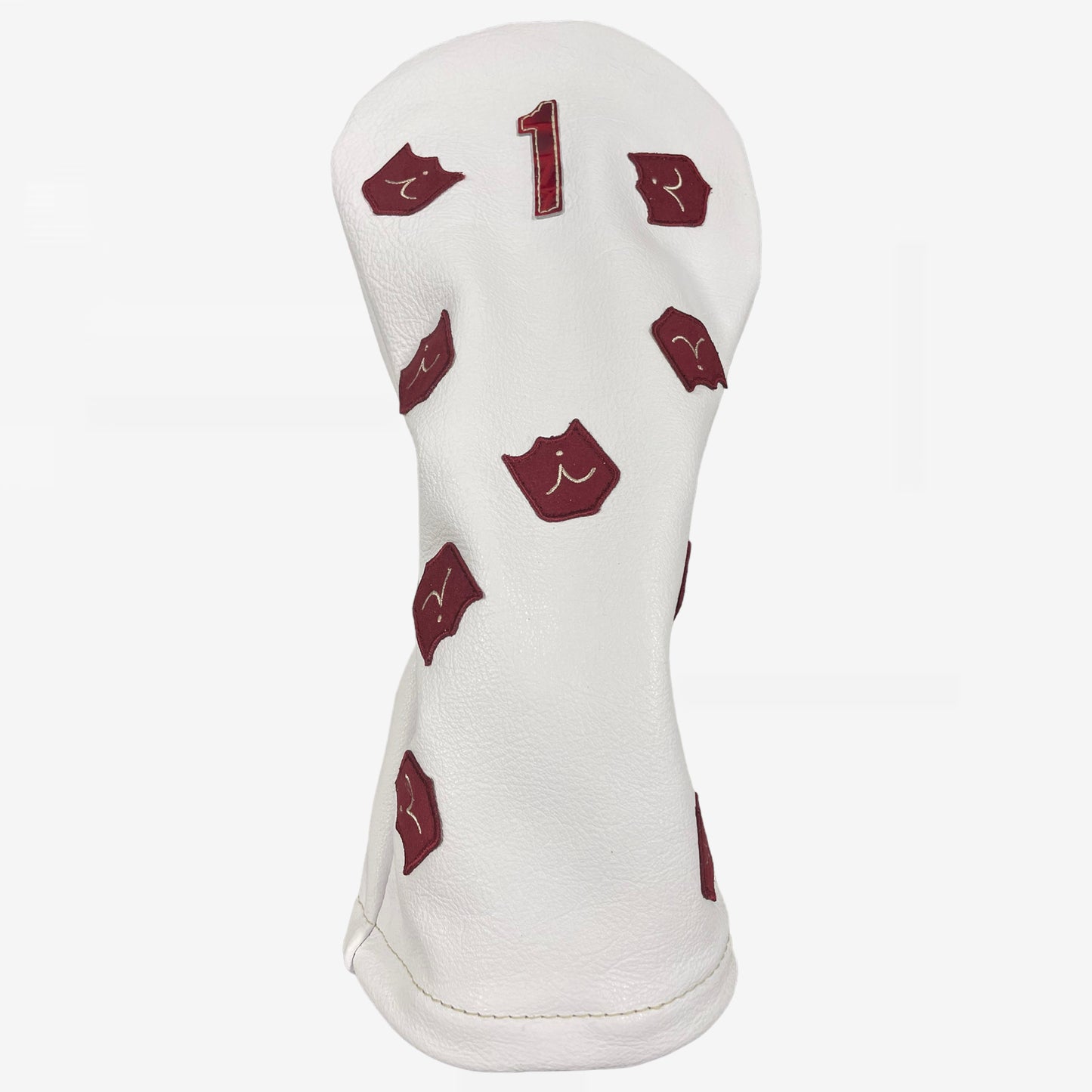 Dancing Crest Headcover: Pure White + Red Patent Croc