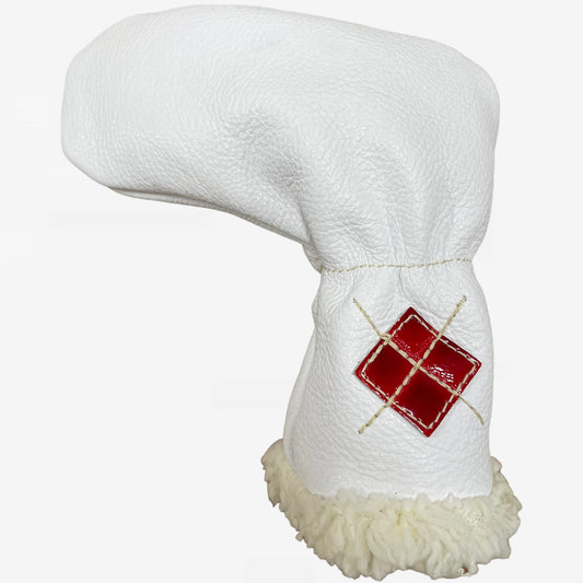 Argyle Cloud Putter Cover: Pure White + Red Patent Croc