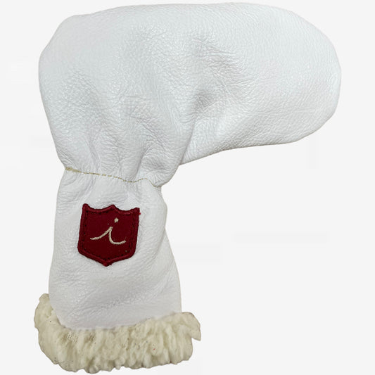 Argyle Cloud Putter Cover: Pure White + Red Patent Croc