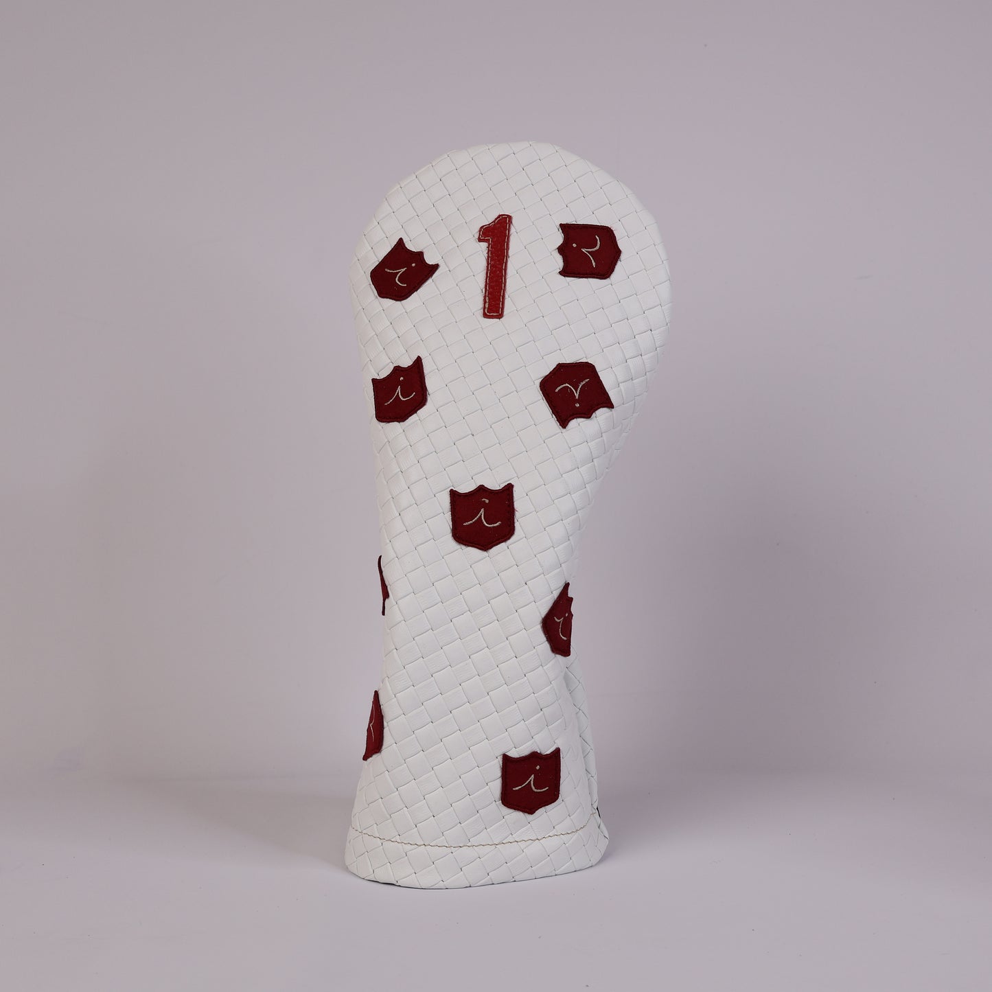 Dancing Crest Headcover: White Sassari + Sunday Red