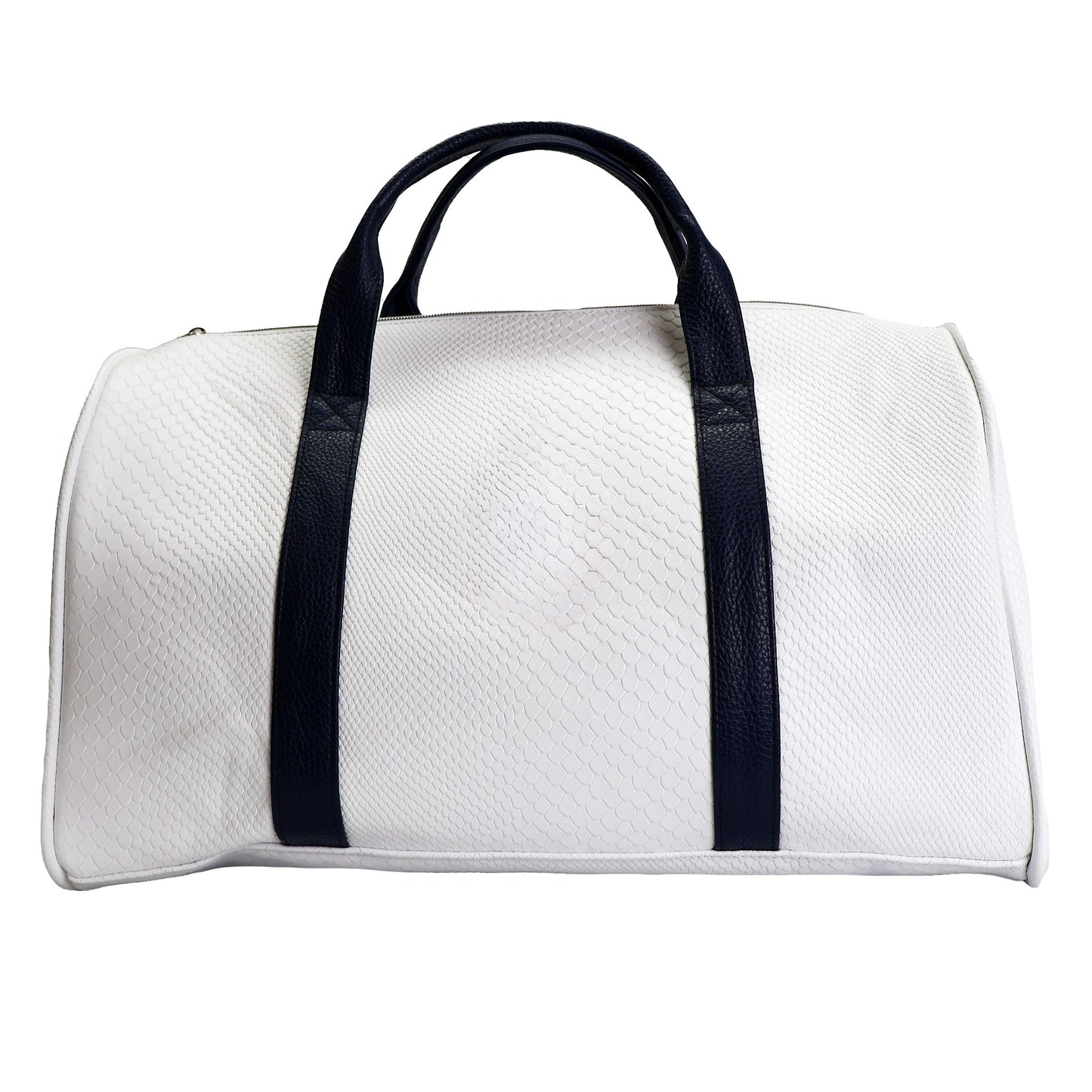 Weekender Duffel: White Boa / Navy