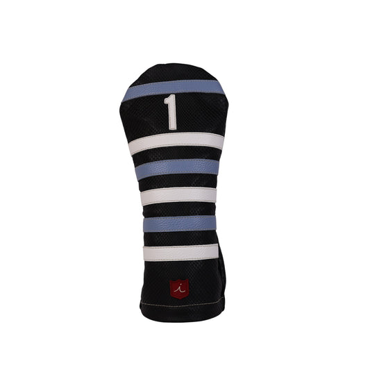 Polo Headcover: Black Boa + Carolina Blue / Pure White