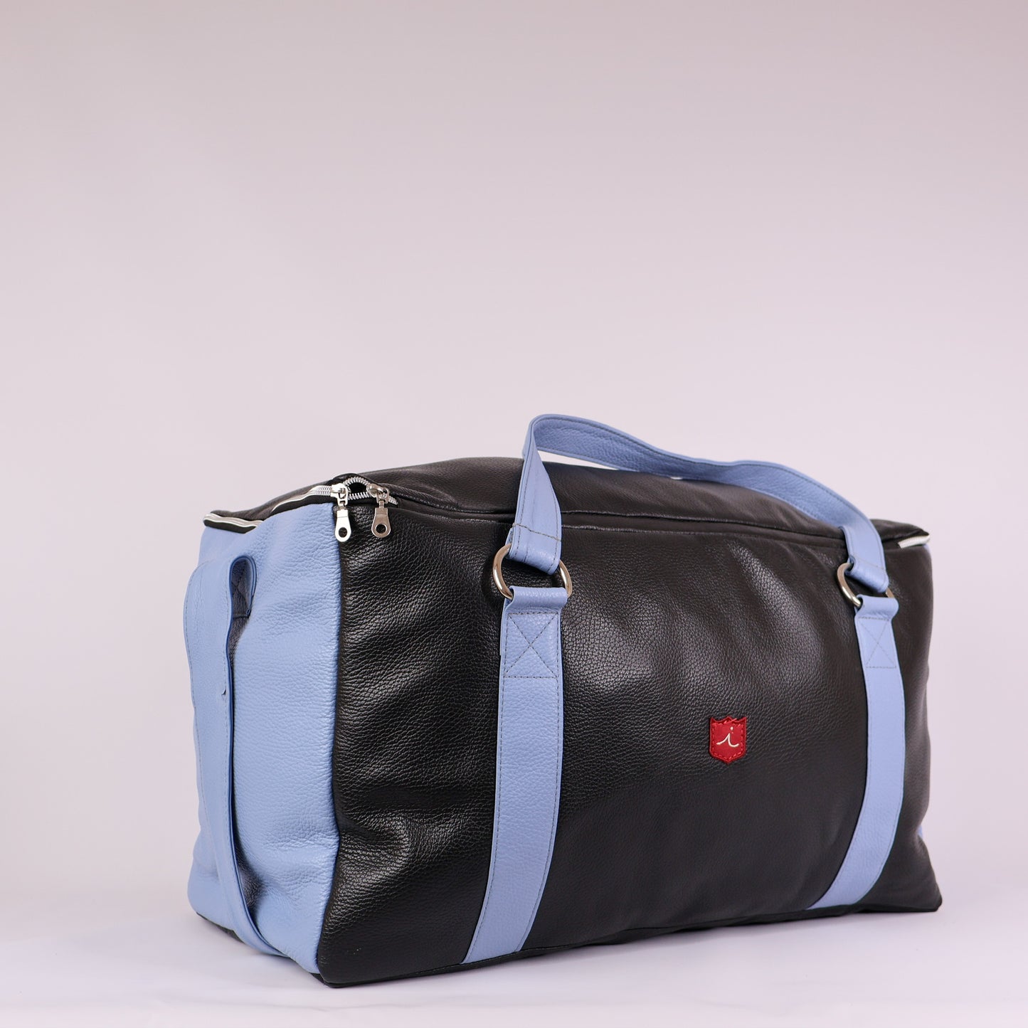 Max Carry Duffel Bag: Pitch Black + Carolina Blue