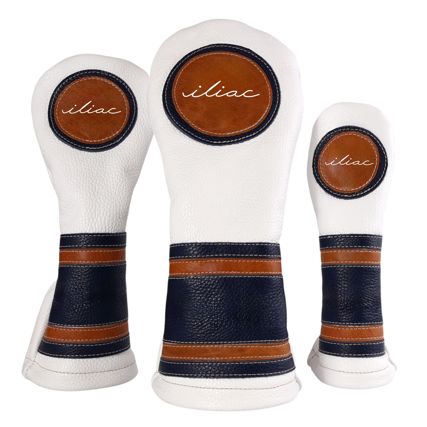 The Olympian: Pure White + Navy/ Carmel