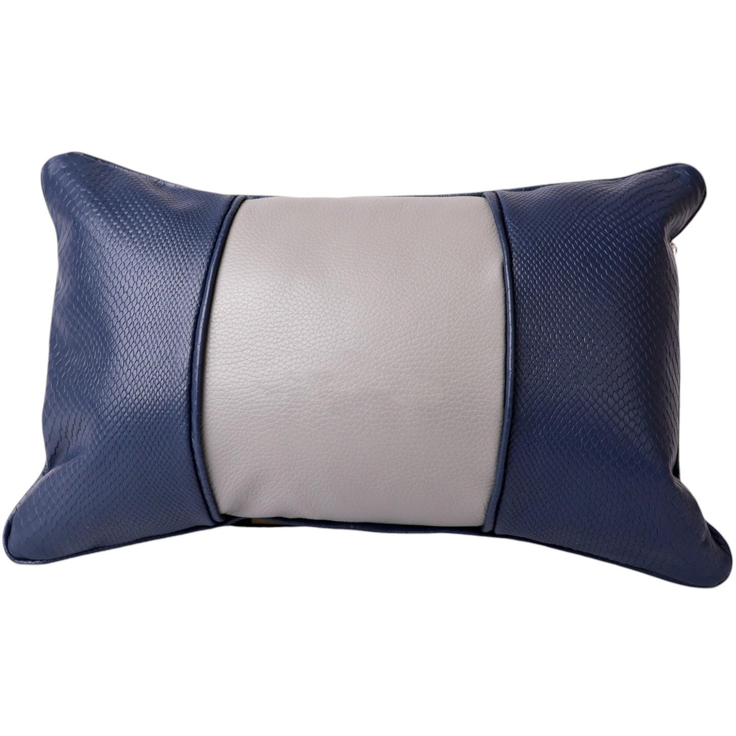 Large Volare Pillow: Navy Boa + Granite Gray