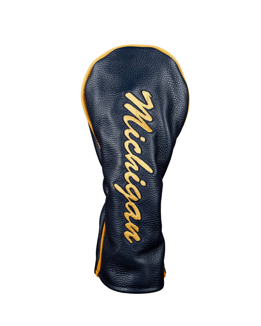 Michigan Navy Leather Driver Headcover