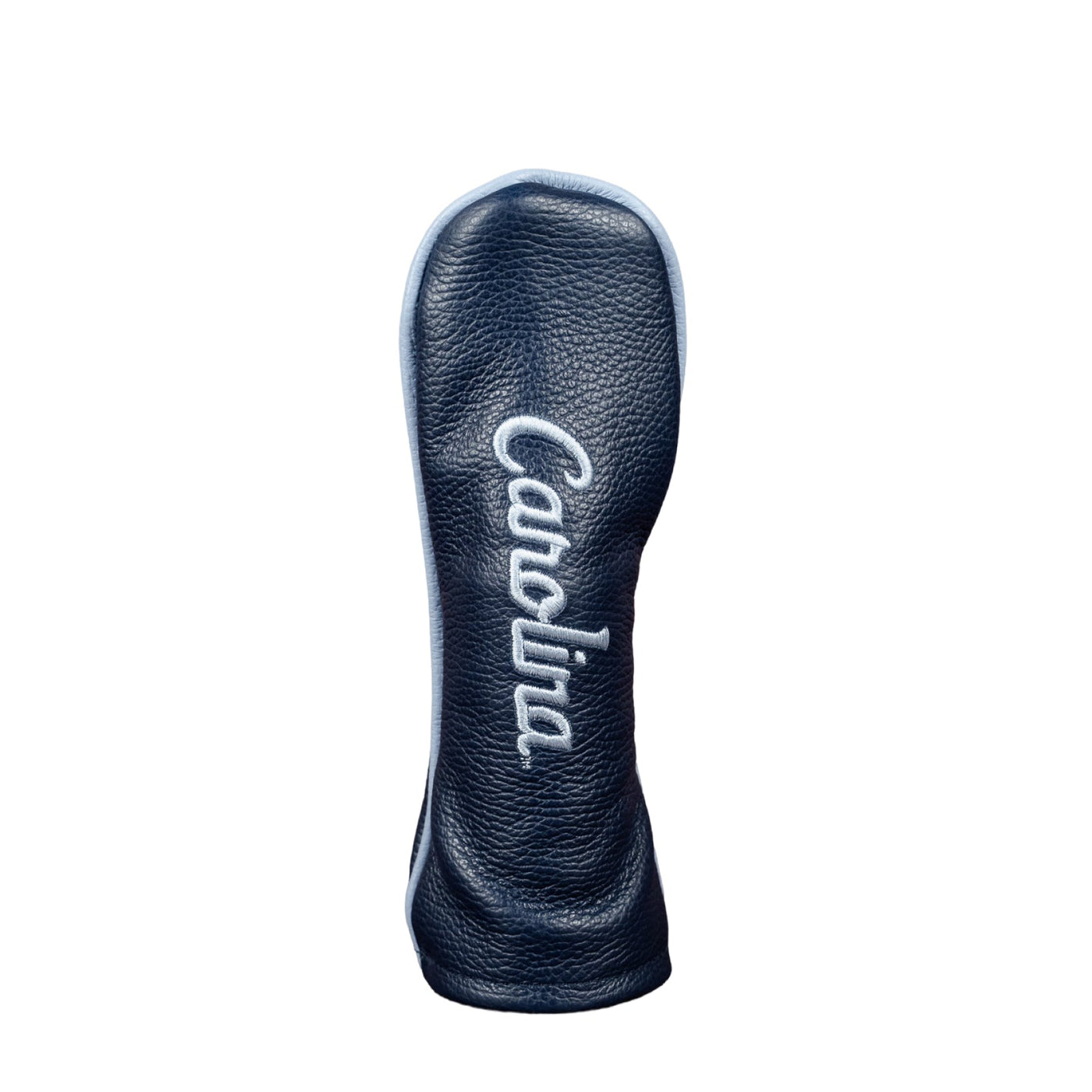 UNC Carolina navy leather hybrid headcover with Carolina blue piping and white script