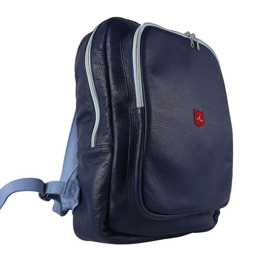 Red Label Backpack: Navy + Carolina Blue
