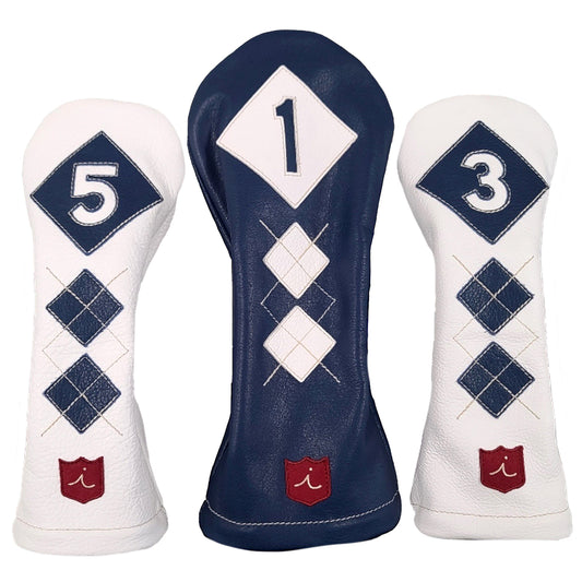 ARGYLE HEADCOVER: TRUE BLUE + PURE WHITE