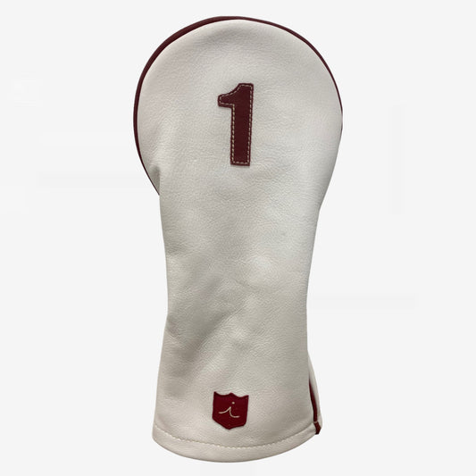 Classic Headcover: Pure White + Oxblood + Oxblood Piping