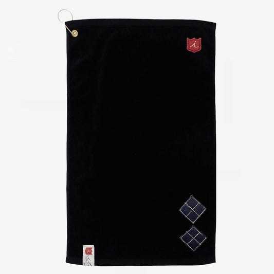 Argyle Tour Towel: Black + Pitch Black Leather
