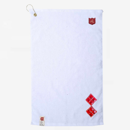 Argyle Tour Towel: White + Red Patent Croc Leather