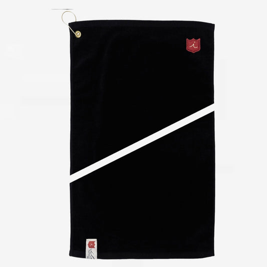 Royal Tour Towel: Black + Pure White Leather
