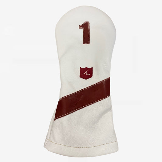 Royal Headcover: Pure White + Oxblood